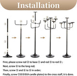 48inch Tall Candlestick Holders Floor Candelabra Black 5 Arms Candle Holders for Pillar Candles Flower Centerpiece