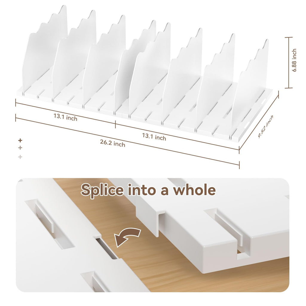 Adjustable Shelf Dividers for Closet, Purse Organizers for Bag, White