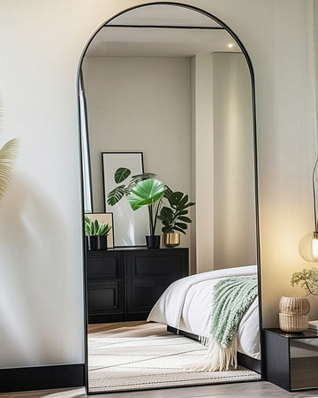 Oversized Full Body Mirror with Stand, Black, 76" x 34"