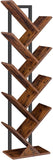 Tree Bookshelf, 9-Tier Bookcase Wooden Shelves, Floor Standing Storage Rack, for Display of CDs, Books