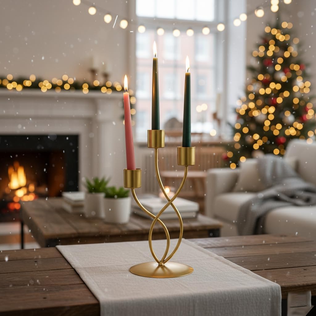 Candelabra Metal Candle Holders - 3 Arm Candlestick Holder for Theme Party Table Centerpiece Decoration Dining Room