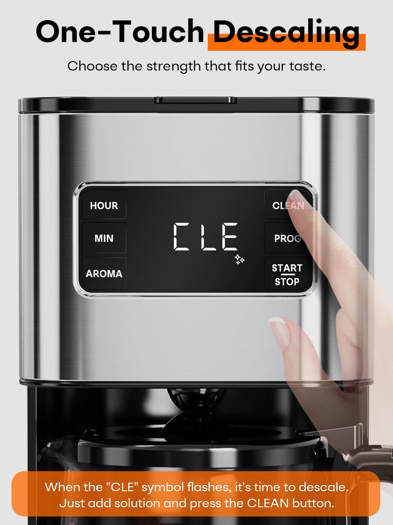 12 Cup Drip Coffee Maker Programmable, Regular & Strong, LED Display