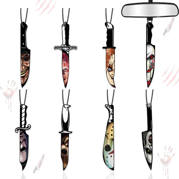 Car Air Fresheners Horror Movie Merchandise Gifts Halloween Tree Decoration 8PCS, Mirror Hanging Knife Ornament