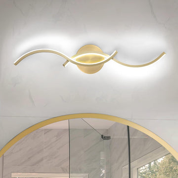 Modern Wave LED Vanity Light Dimmable Modern Led Vanity Light Fixtures Linear Wall Sconce with Acrylic Strip Shade，24