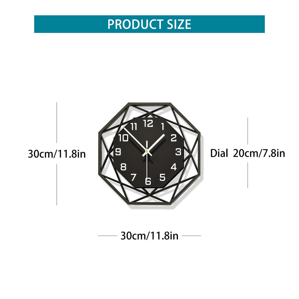 Modern Wall Clocks Decor 12in Black Analog Clock