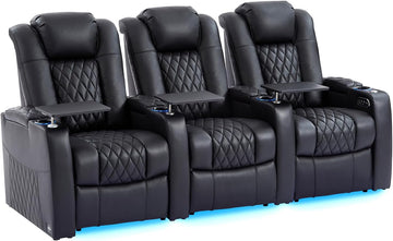 Leather Home Theater Seating Classic Series Dual Power Electric Headrest Game Seats Movie Theater Chairs Theater