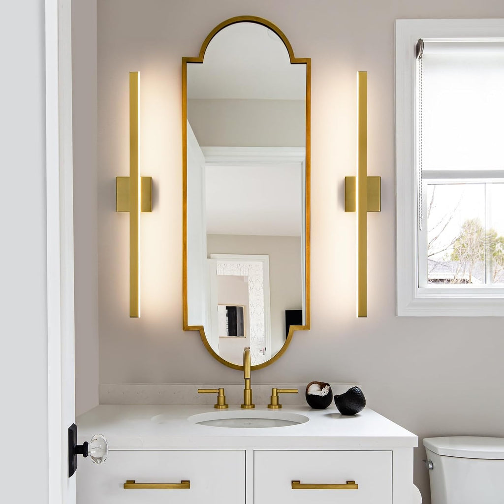 Modern Vanity Light Gold Bathroom Light Fixture Over Mirror 32 inch Vanity Lighting Fixture Dimmable 5CCT LED Bar