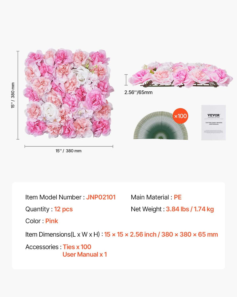 3D Flower Wall Panel, Artificial Floral Wall Background Mesh Backing Mat, Seamless Design&Easy Installation for