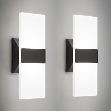 Modern LED Wall Sconces Set of Two, Dimmable Indoor Wall Lights, 5CCT 2700K-5000K Adjustable, Hardwired Acrylic Wall