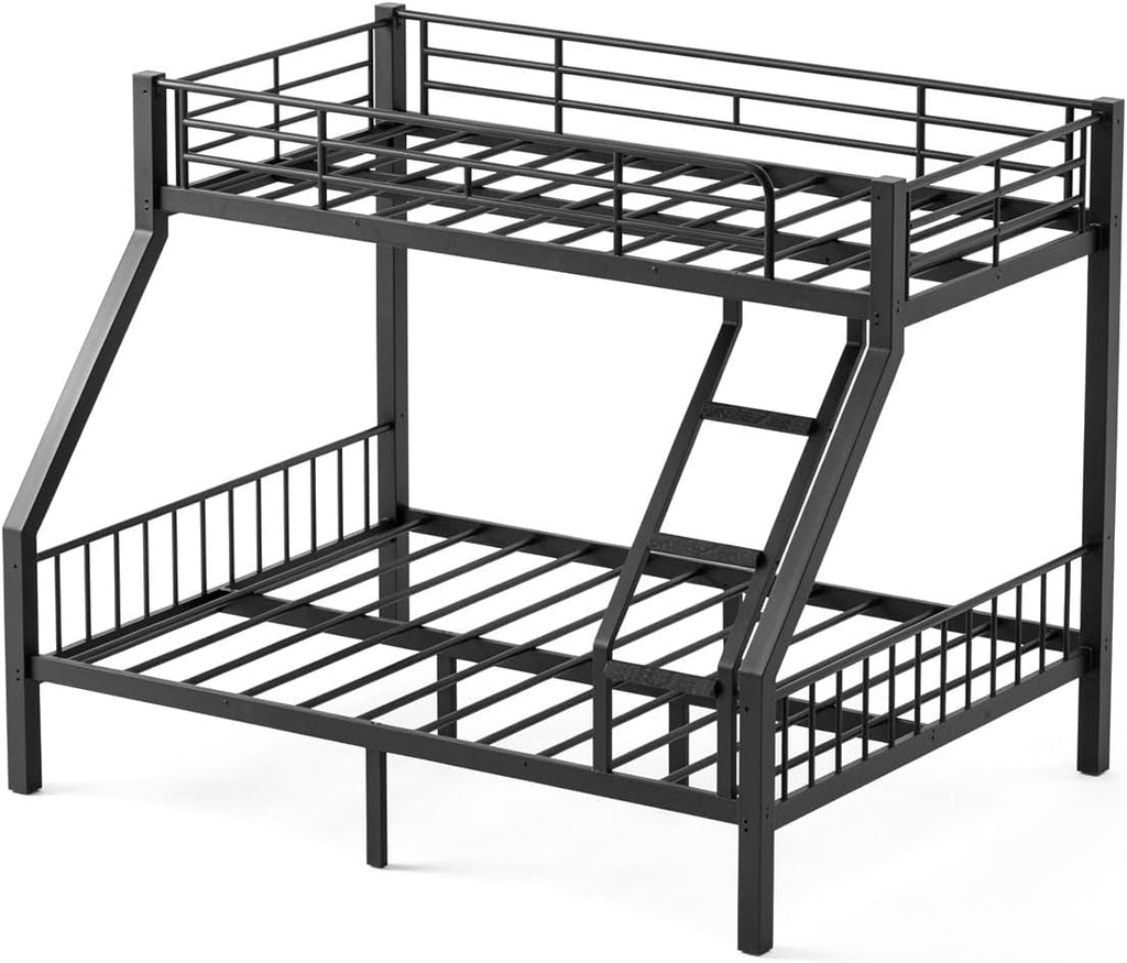 Twin XL Over Queen Bunk Bed, Heavy Duty Queen Bunk Bed for Adults