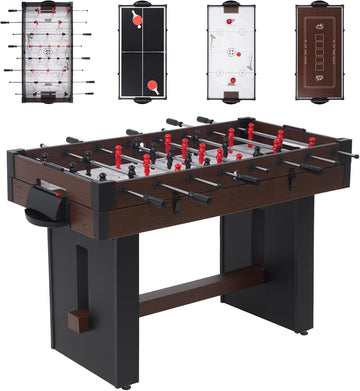 4-in-1 Multi Game Table, 54" Combination Game Table Set, Combo Games Table with Air Hockey, Table Tennis, Foosball