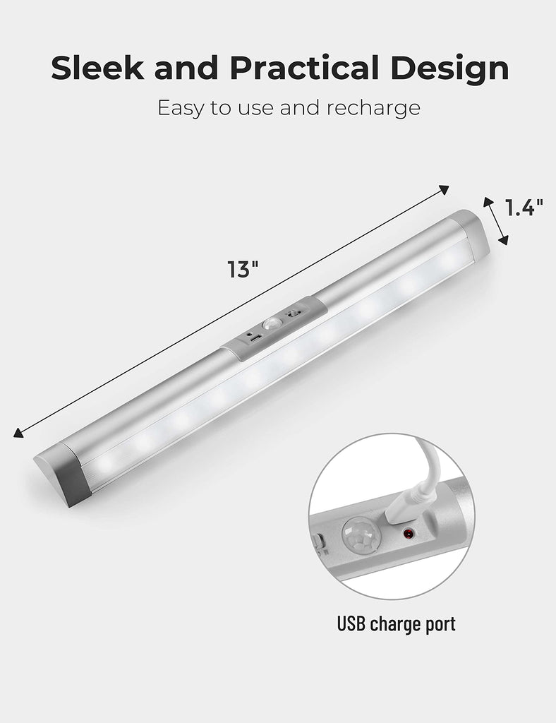 3 Pack Automatic Motion Sensor Closet Lights with Eye-Protection Design, LED Under Cabinet Wireless Lighting