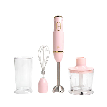 Hand Blender Set, 3-in-1 Immersion Blender with Whisk, Blending & Chopper Attachments, 400W High Speed, Pink with