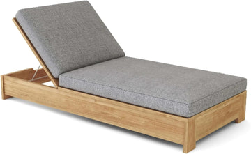 Sun Lounger Solid Teak Wood Outdoor Reclining Chaise Lounge Adjustable Backrest Luxury Poolside Furniture