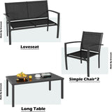 4 Pieces Patio Furniture Set, Outdoor Conversation Sets for Patio, Lawn, Garden