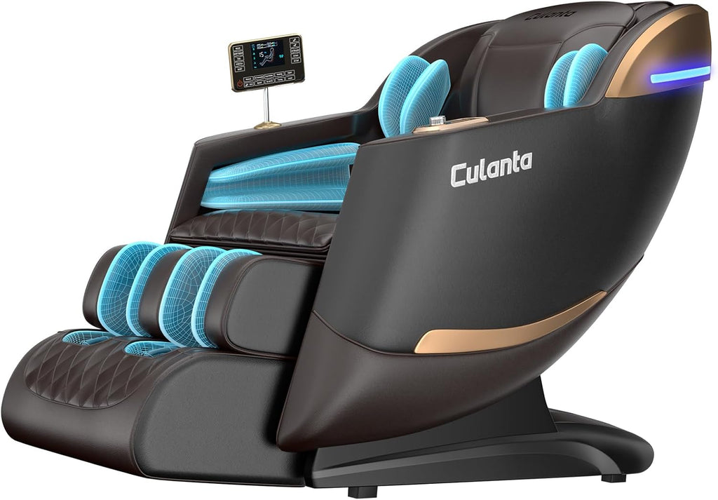 Massage Chair Full Body 53" SL-Track Zero Gravity Shiatsu, Brown | Full-Body Airbags, 5 Modes, 6 Techniques, Body