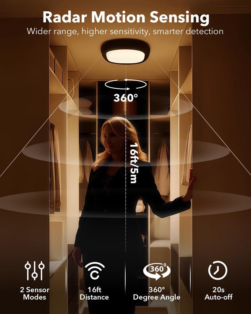 Waterproof Shower Light, Motion Sensor Ceiling Lights Rechargeable