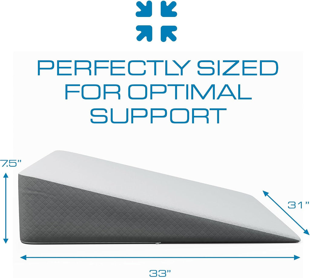Kolbs Extra Wide Bed Wedge Pillow | Super Large, Memory Foam Top and Jacquard Cover | for Sleeping Acid Reflux GERD