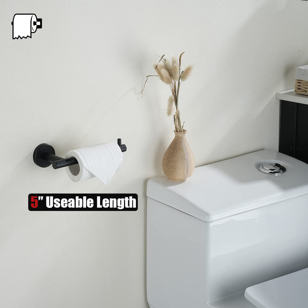 Bathroom Hardware Set, 5-Piece Bath Accessories Set Matte Black Wall Mount Includes 24 in Towel Bar, 9 in HT Bar, TP