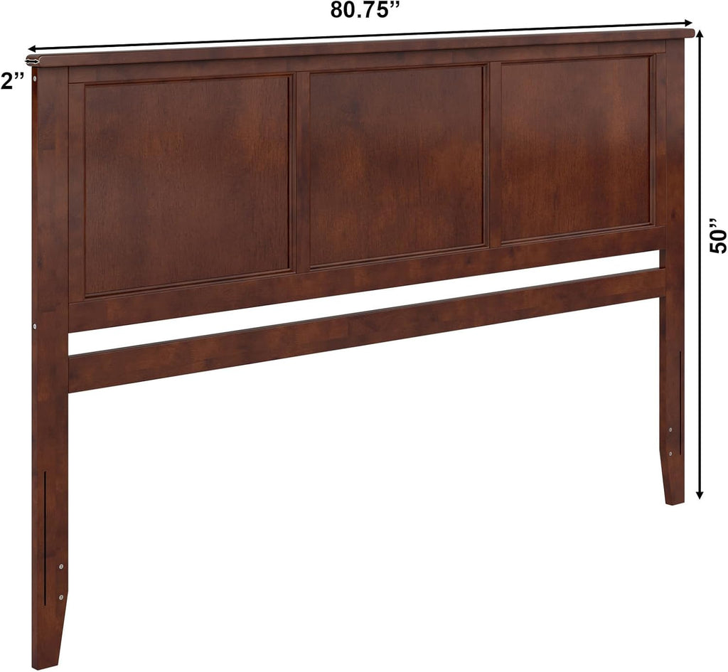 King Solid Wood Panel Headboard, Walnut