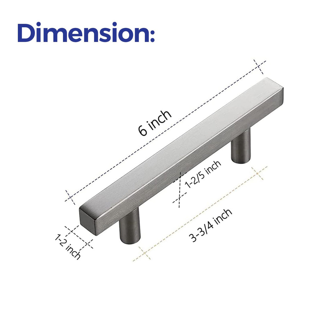 Brushed Nickel Cabinet Hardware Square Pulls, 3.75 Inch, 20 Pack