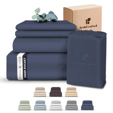 100% Tencel Sheets, 18" Deep Pocket, Crown Blue, 4PC King