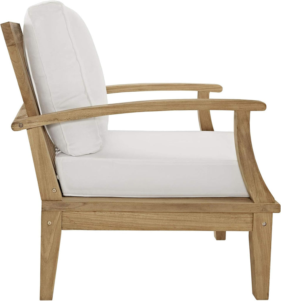 Marina Premium Grade A Teak Wood Outdoor Patio Armchair, Natural White