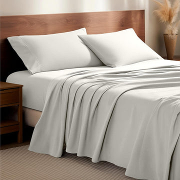 Queen Flannel Sheet Set 100% Cotton (Queen, Cream)
