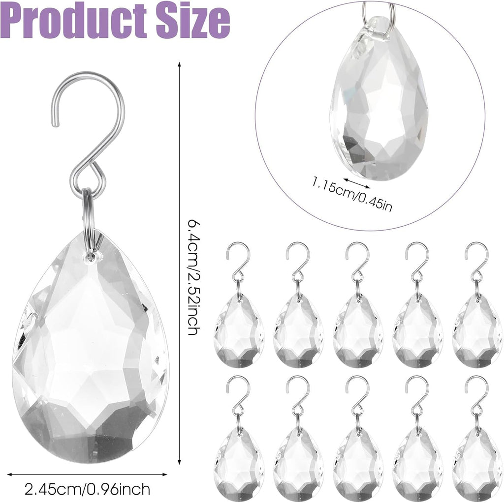 38mm Crystal Suncatcher Prism 10pcs Teardrop Chandelier Crystals Replacement Pendants with Hook Chandelier Pendant