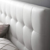 Lily Tufted Faux Leather Upholstered King Headboard in White