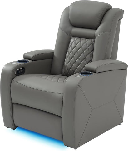 Home Theater Seating, Classic Series Leather Movie Theater Chairs, Power Headrest and Memory with C-Type USB Charger