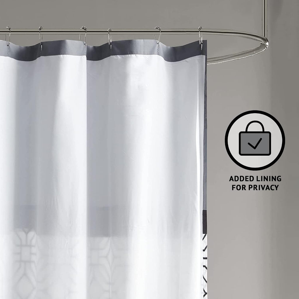 Donnell Shower Curtain , 72 x 72, Black/Gray | Microfiber, Adds Privacy, Machine Washable, Geometric Pattern