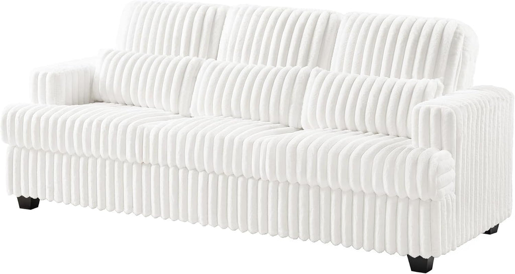 89 Inch Sofa, Modern Couch with Deep Seats, Comfy Sofa with 3 Throw Pillows, Upholstered Couch for Living Room