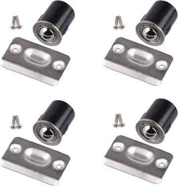 4 Pack Drive in Ball Catch with Strike Plate Doors, Satin Nickel, 13/16 Inch x 1-1/8 Inchs,Die-cast, Adjustable Tension