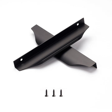 Edge Finger Tab Pull for cabinets Kitchen Concealed Drawer pulls Aluminum Flat Hidden Mount Door Long Handle 10 Pack