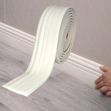 5" X 32.8' Flexible Nbr Baseboard Molding, Self-Adhesive Vinyl Quadrant Trim & Corner Edging Strip, Peel and Stick