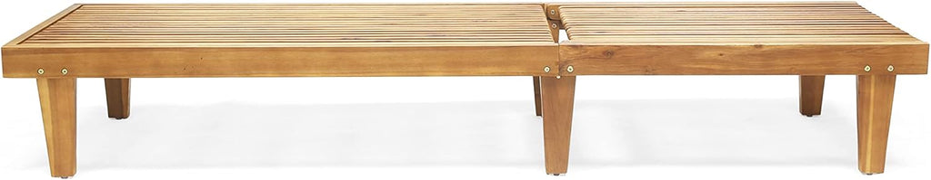 Nadine Set of 2 Outdoor Patio Wood Adjustable Chaise Lounges, Acacia Wood Poolside Sun Lounger Set