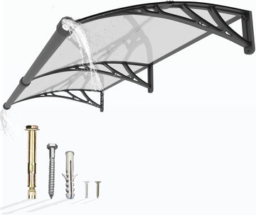 Window Awning Door Canopy 40"x60", Awnings for Doors Polycarbonate Cover Patio Door Awning UV Rain Snow Sunlight