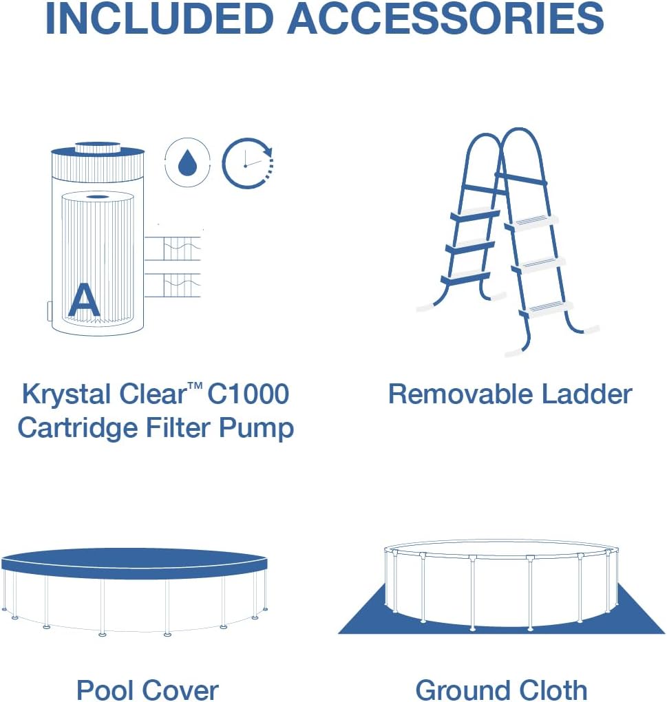 26721MZ 14ft x 42in Prism Frame Clearview Premium Above Ground Pool Set: Includes 1000 GPH Krystal Clear Cartridge