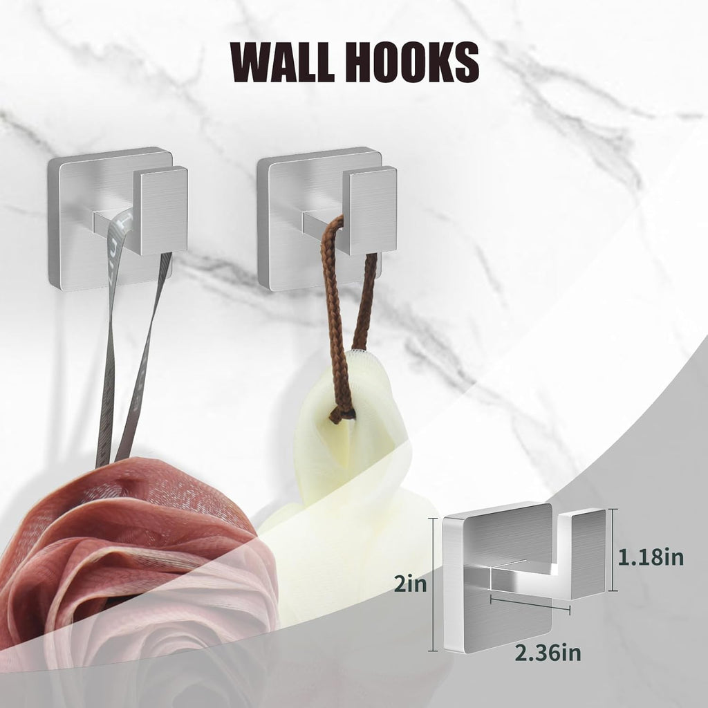5 Piece Brushed Nickel Towel Bar Set Bathroom Hardware Set Brushed Nickel Bathroom Accessories Set with 2 Towel Hook