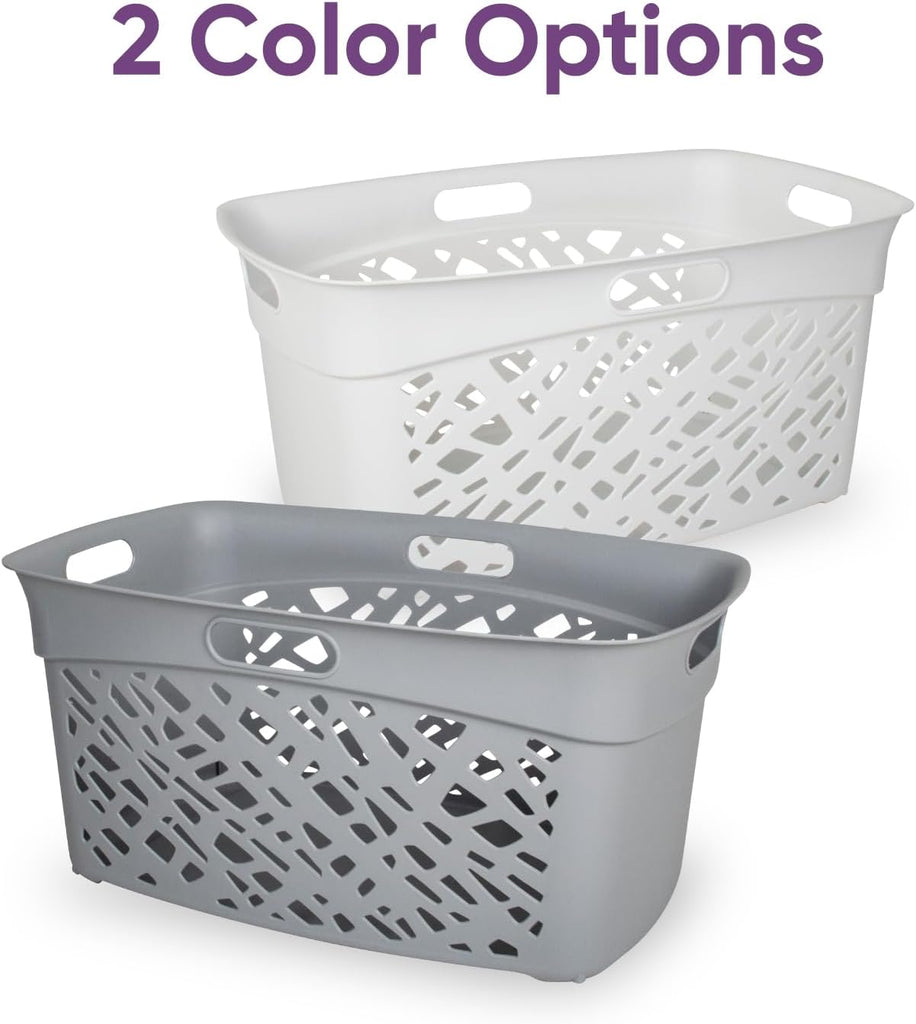 Non-Breakable Mosaic Laundry Basket, 45L - Dark Gray, Decorative Storage, Vented Design, Made in France, Modern Home