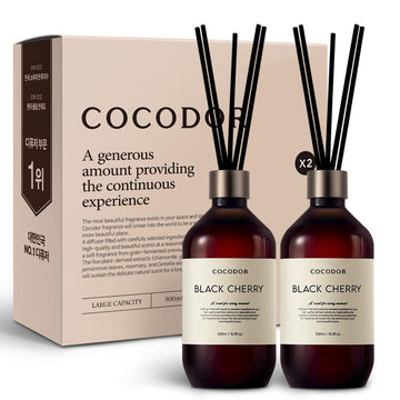 Premium Reed Diffuser/Black Cherry /16.9oz /2 Pack/Large Capacity Fragrance Scent Oil Stick Diffuser Set Bathroom