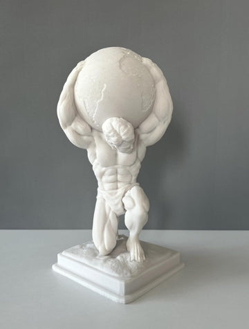 Atlas Bust Statue, 12in White Resin Greek Mythology Bust Sculpture Decor