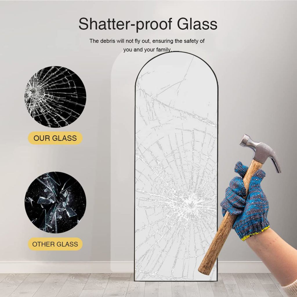 Floor Mirror, Full Length Mirror with Stand, Arched Wall Mirror Full Length, Black Floor Mirror Freestanding, Wall