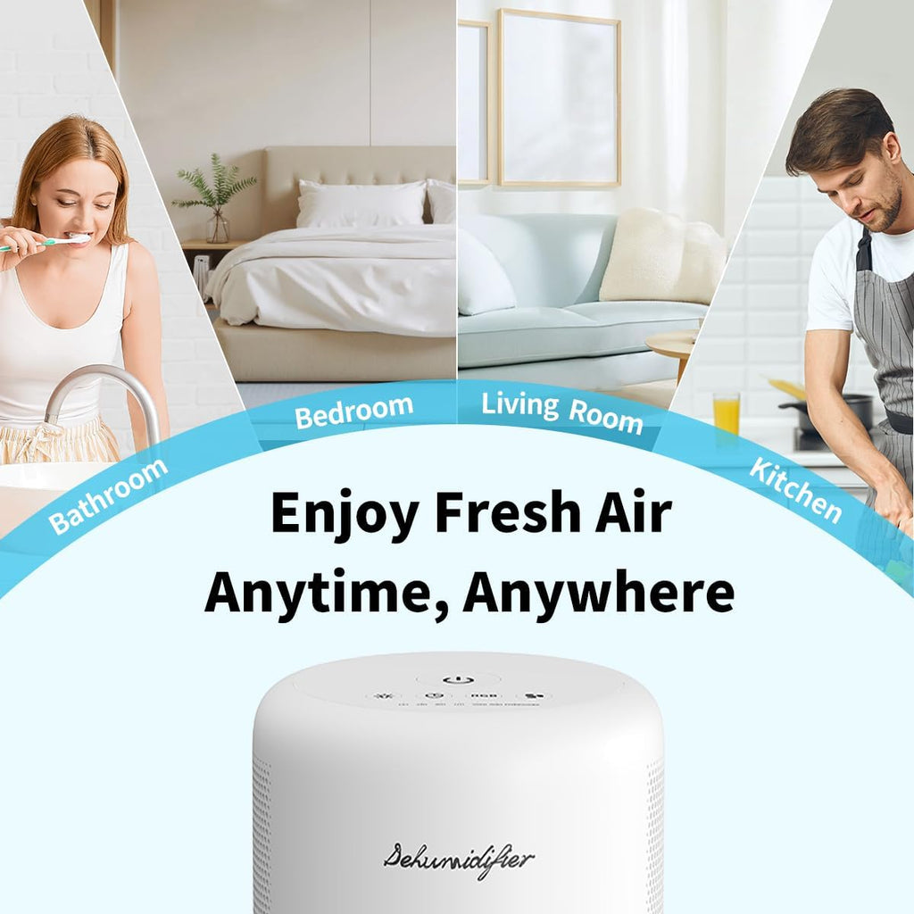 Dehumidifier for Home Small Quiet Dehumidifiers for 44OZ Water Tank Auto Defrost and Shutoff 10 Colors Light 4 Timer