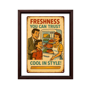 Vintage Kitchen Canvas Poster - Retro Refrigerator Illustration - Mid Century Graphic Print - Kitchen Wall Decor