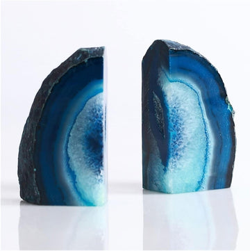 Bookends Stone Bookends Agate Book Holder Crystal Book Ends Decorative and Home Dyed Blue Heavy Duty Bookend Holder