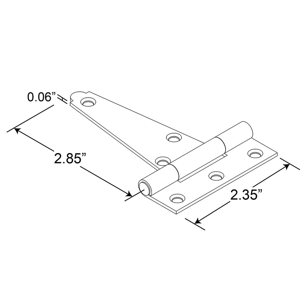 Tee Hinge, 3 In. Long Leaf, Steel Construction, Black Painted Finish (2 Pack)