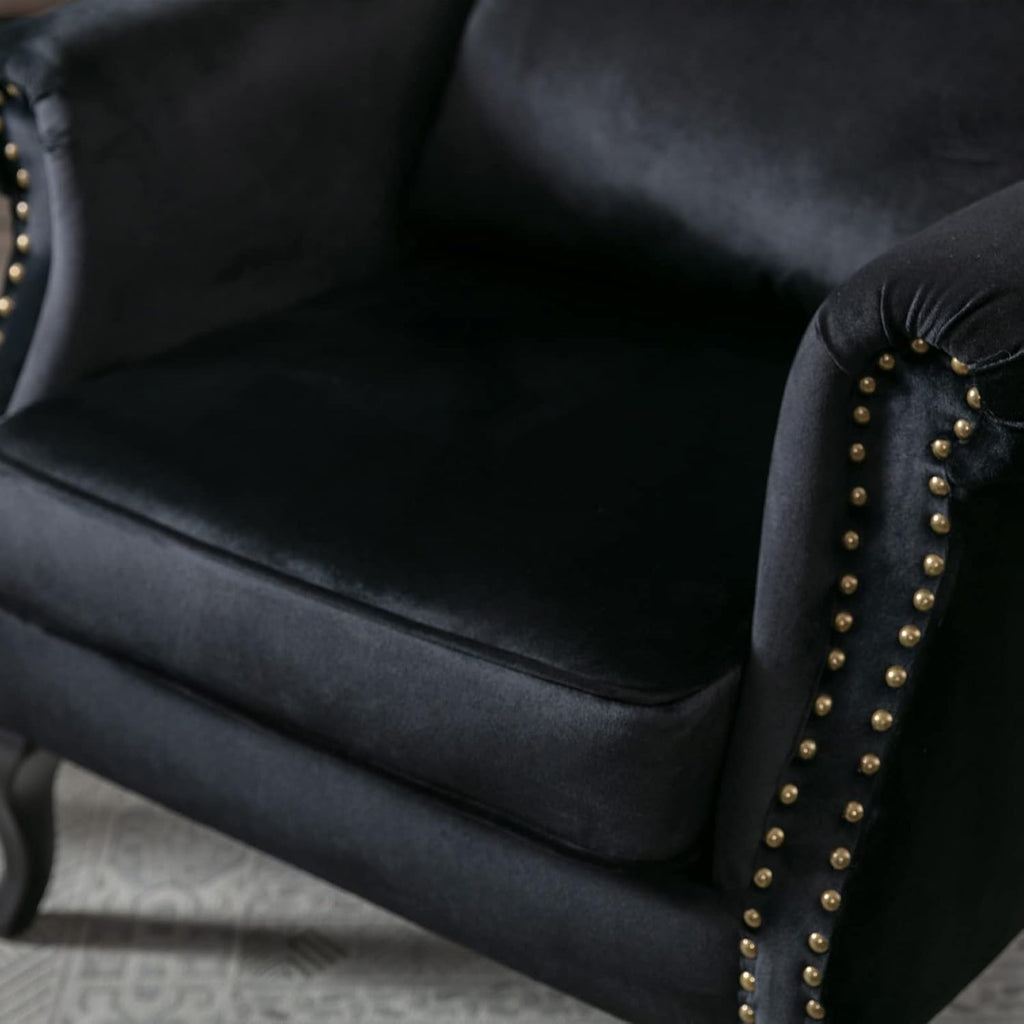 Mid-Century Modern Accent Chair Comfy Tufted Single Sofa Chair Wingback Armchair with Pillow for Club, Living Room