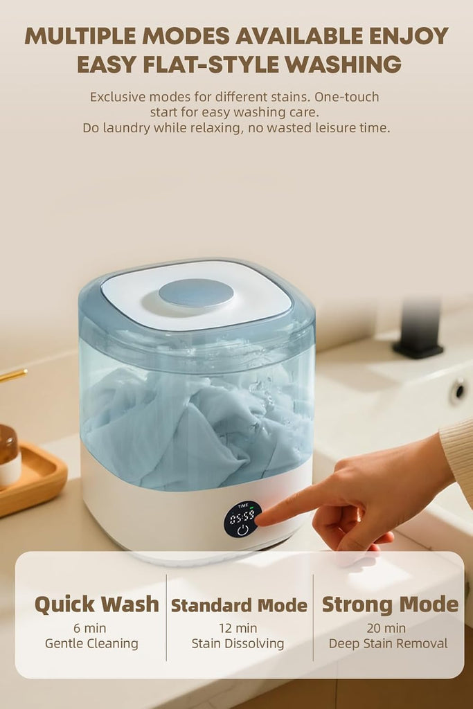 3L Portable Mini Washing Machine, Rechargeable Cordless Underwear & Delicates Washer with Type-C Charging, Compact